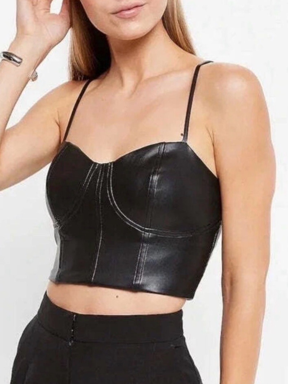 Express leather crop top